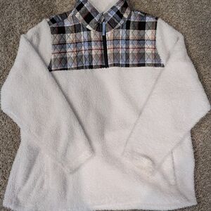 Plaid Quarter-Zip Sherpa Pullover